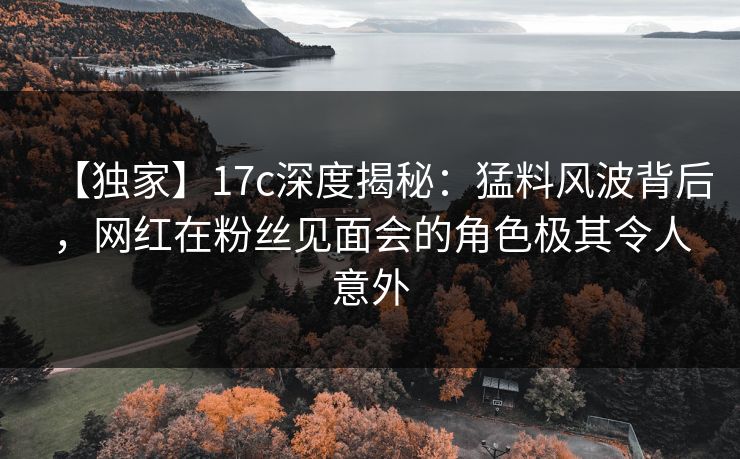 【独家】17c深度揭秘：猛料风波背后，网红在粉丝见面会的角色极其令人意外