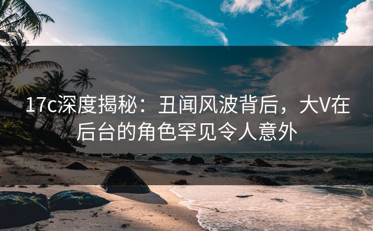 17c深度揭秘：丑闻风波背后，大V在后台的角色罕见令人意外