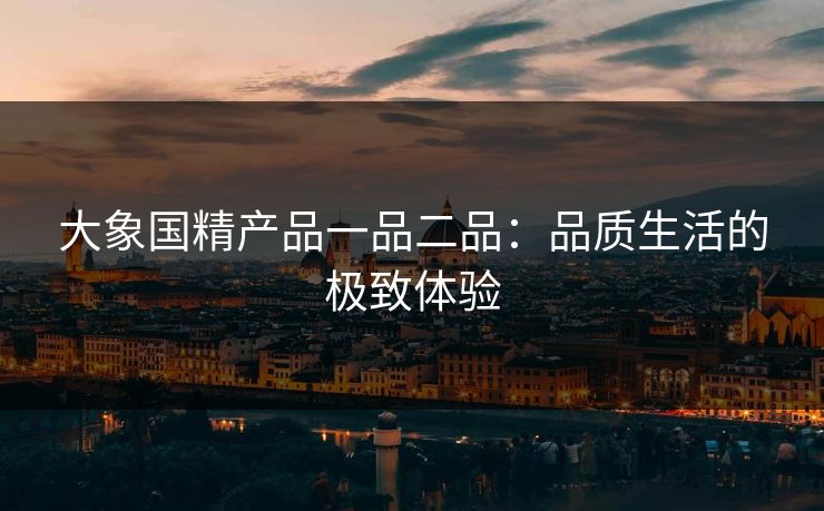 大象国精产品一品二品：品质生活的极致体验
