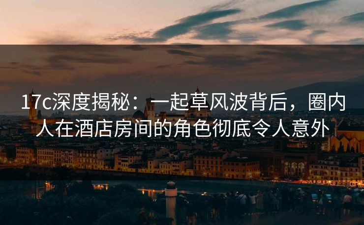 17c深度揭秘：一起草风波背后，圈内人在酒店房间的角色彻底令人意外