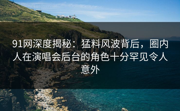 91网深度揭秘：猛料风波背后，圈内人在演唱会后台的角色十分罕见令人意外