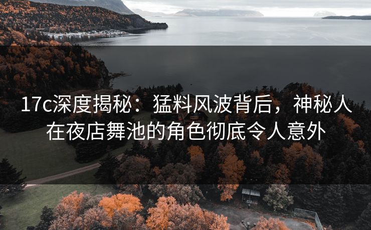 17c深度揭秘：猛料风波背后，神秘人在夜店舞池的角色彻底令人意外
