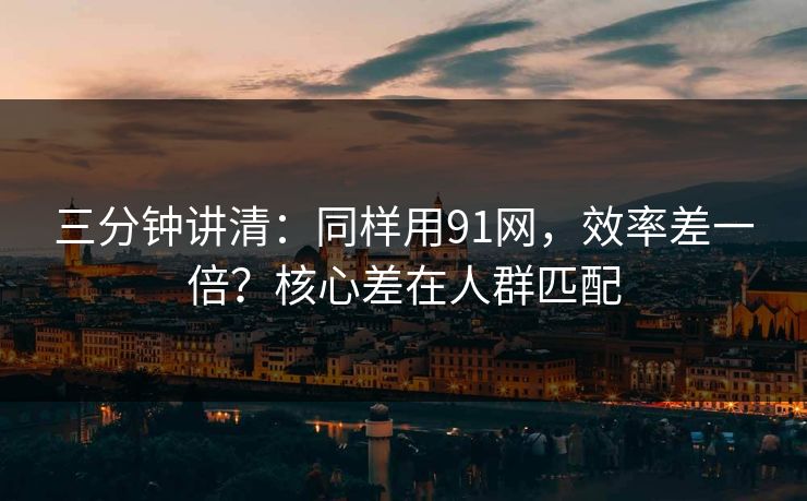 三分钟讲清：同样用91网，效率差一倍？核心差在人群匹配