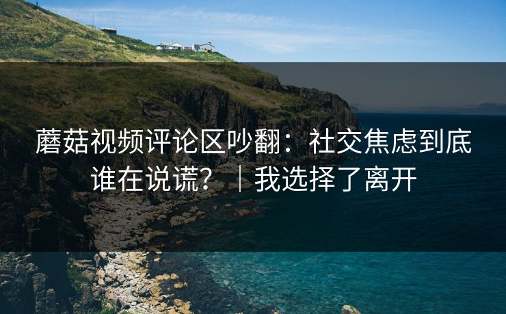 蘑菇视频评论区吵翻：社交焦虑到底谁在说谎？｜我选择了离开