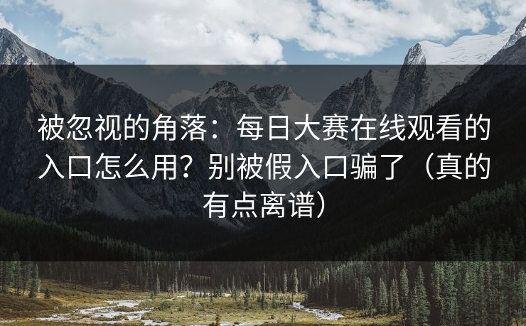 被忽视的角落：每日大赛在线观看的入口怎么用？别被假入口骗了（真的有点离谱）